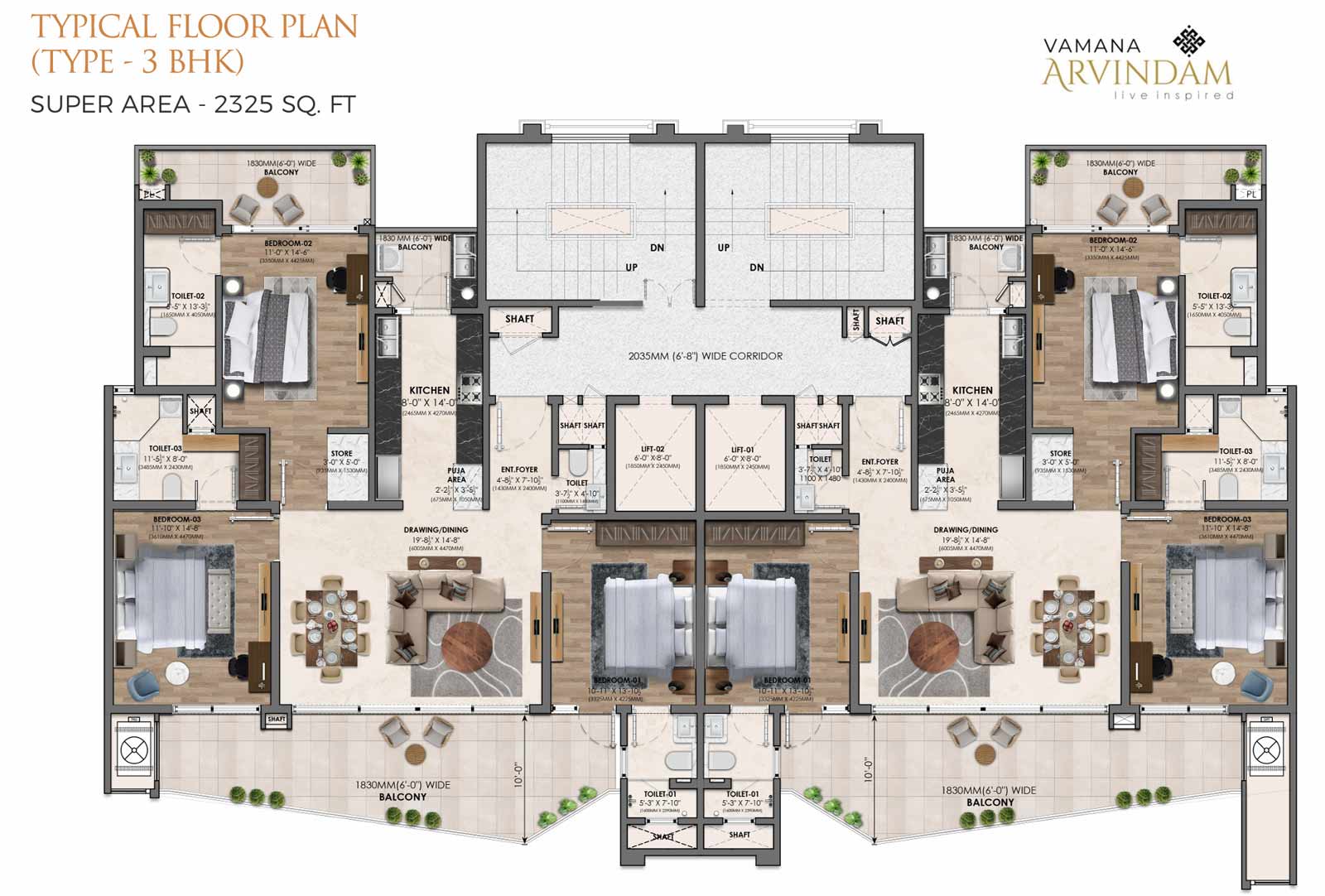 Vamana Arvindam Floor Plan 3 BHK