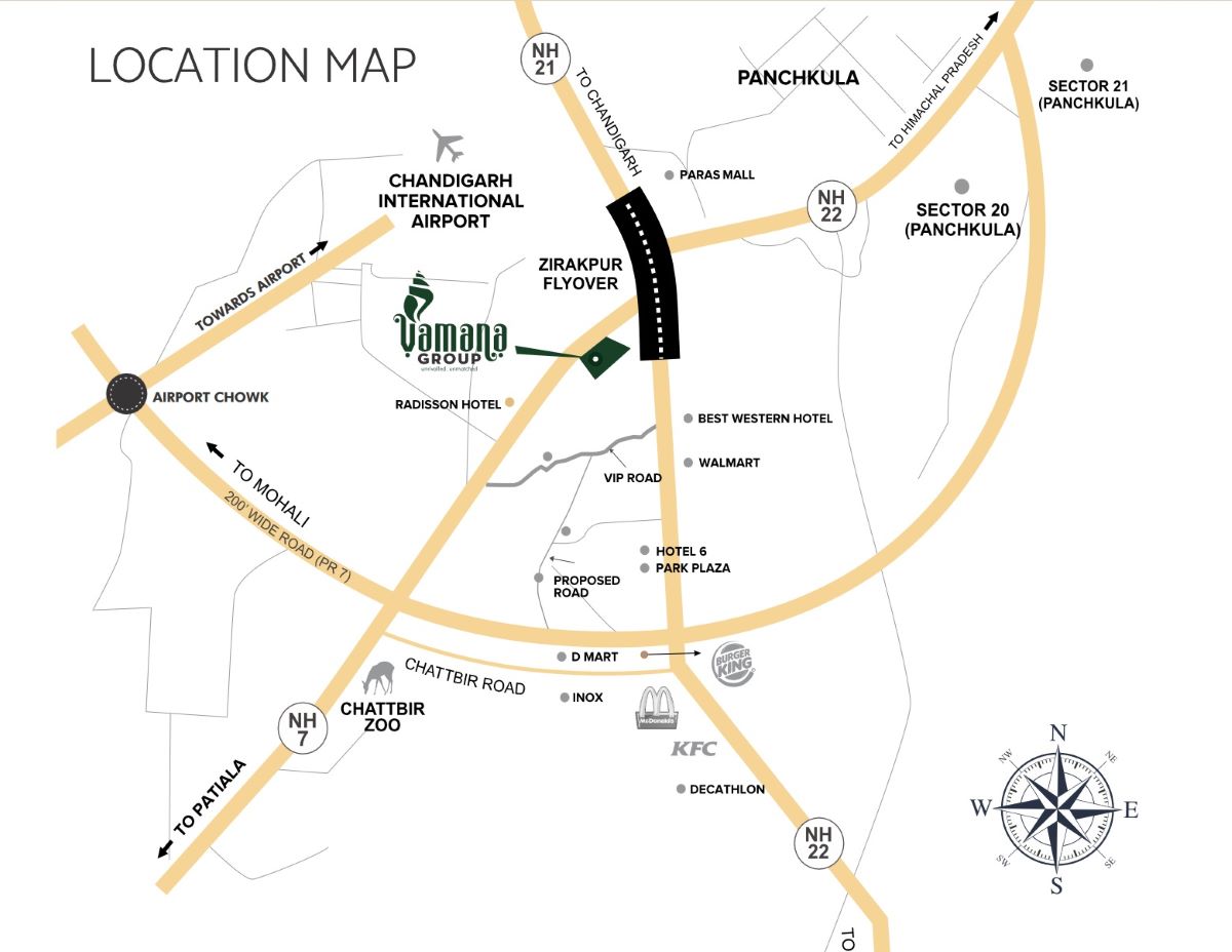 Vamana Arvindam NH-7 Road,Patiala Highway Zirakpur Location